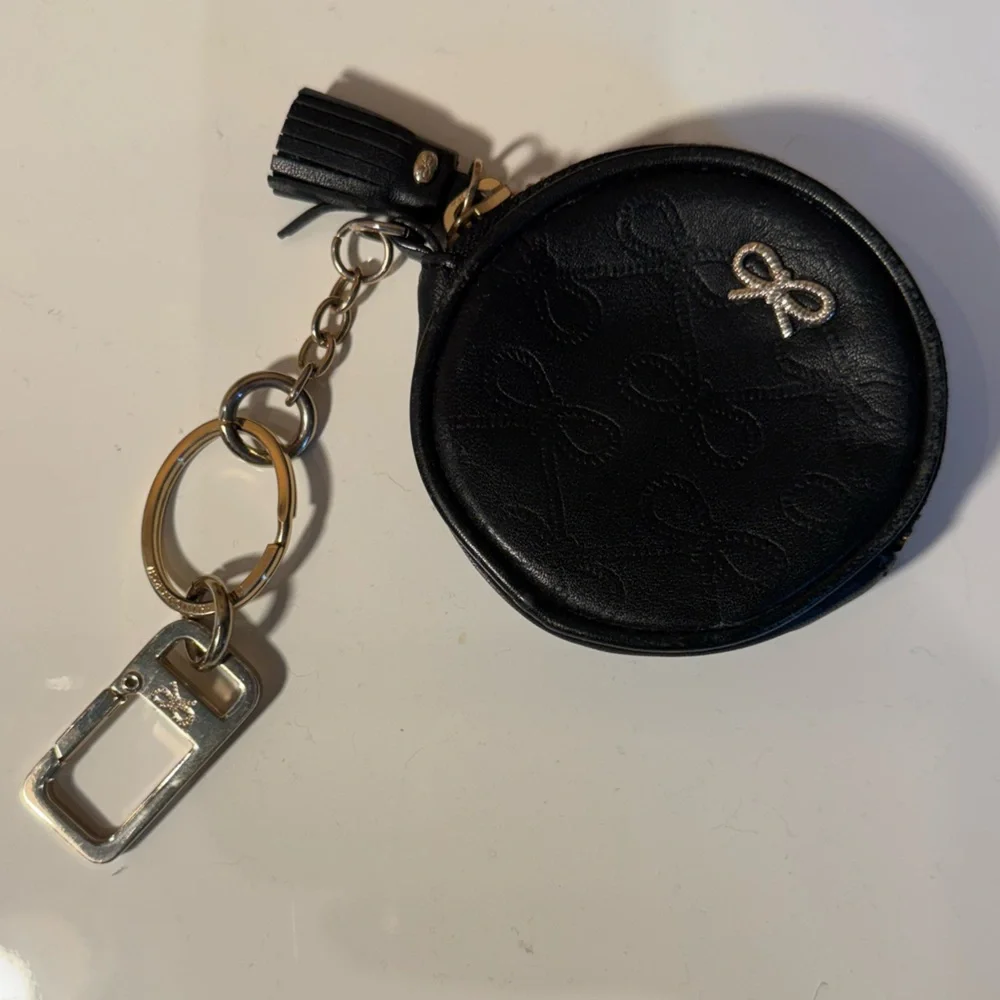 Anya Hindmarch Black Leather Coin Purse w/ Keychain - Picture 1 of 9